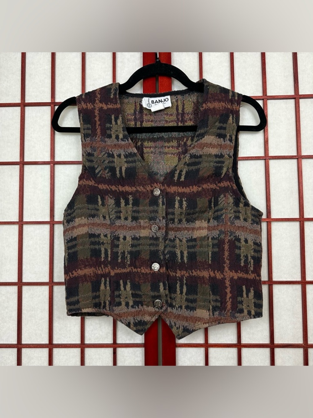 Vintage Dark Academia Tapestry Plaid Whimsigoth Vest